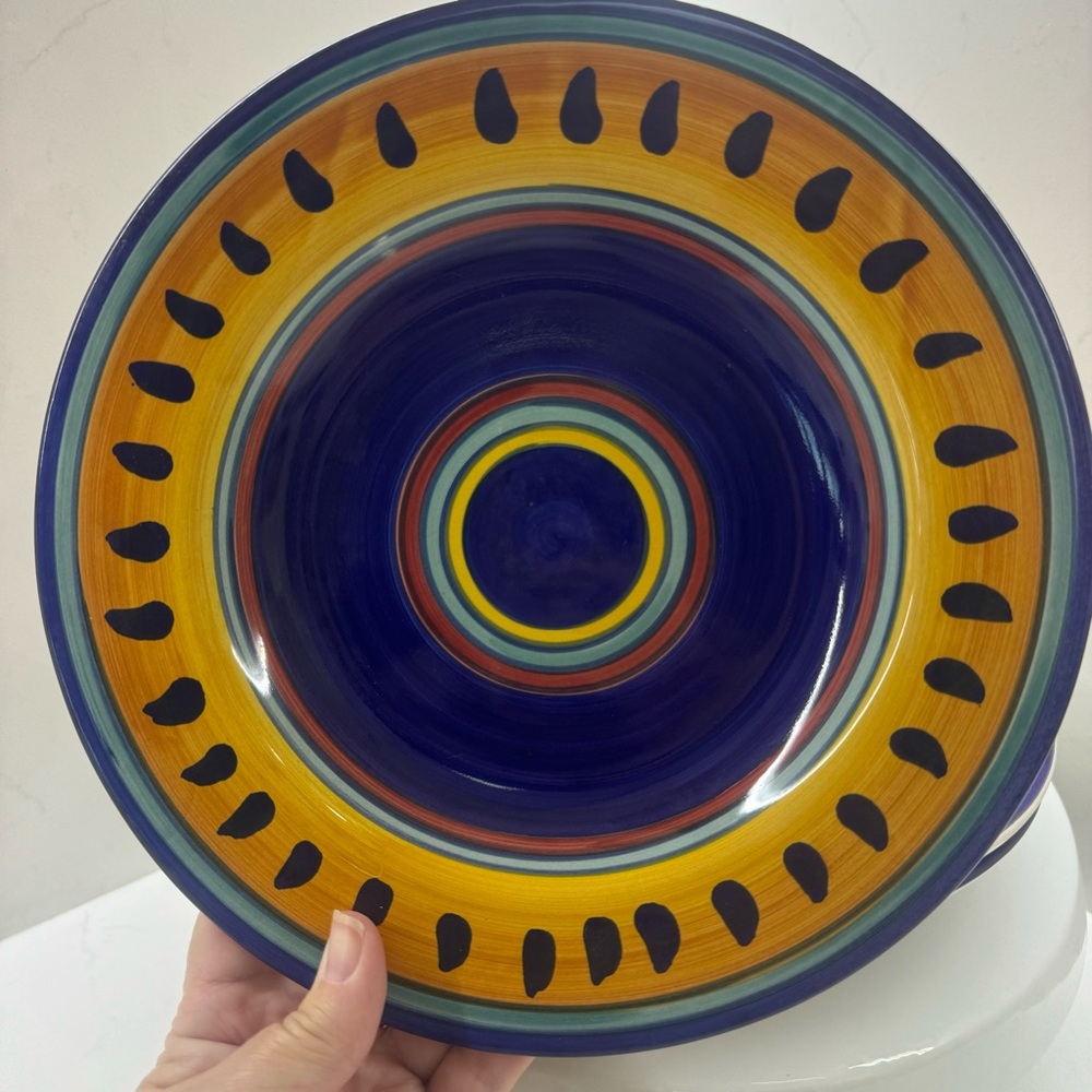 Pier 1 ITALIAN SWIRL, Large Rim Soup Bowl, Blue & Orange set of 3